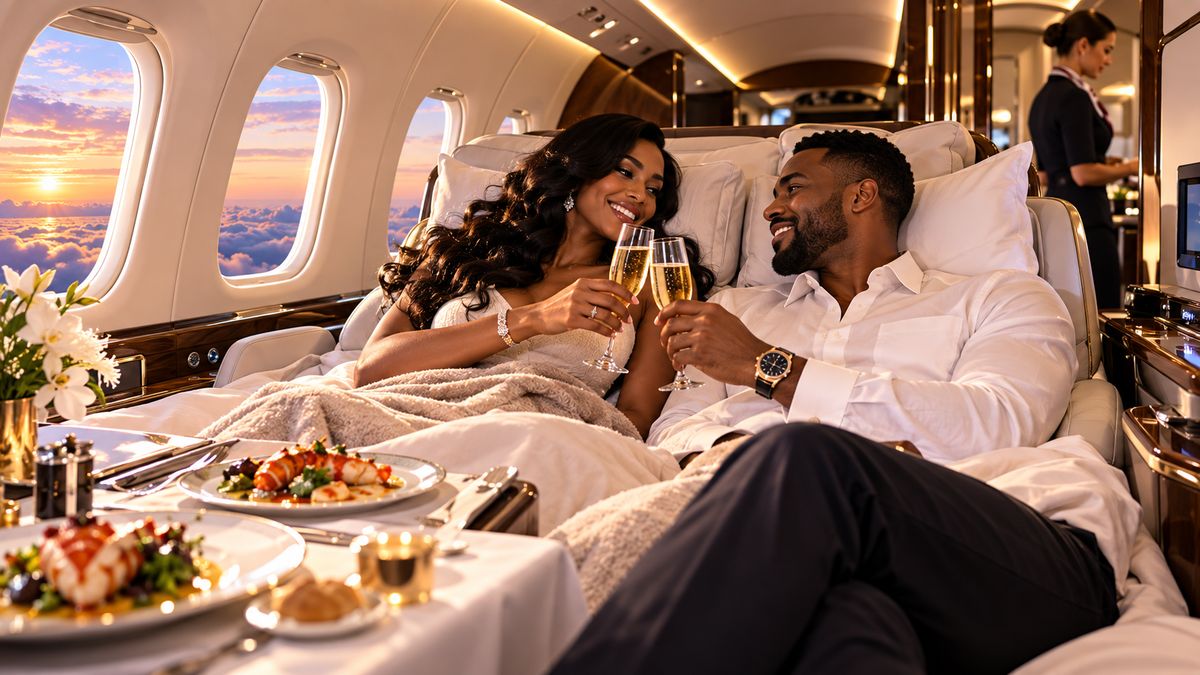 A couple relaxing together in a private cabin during travel