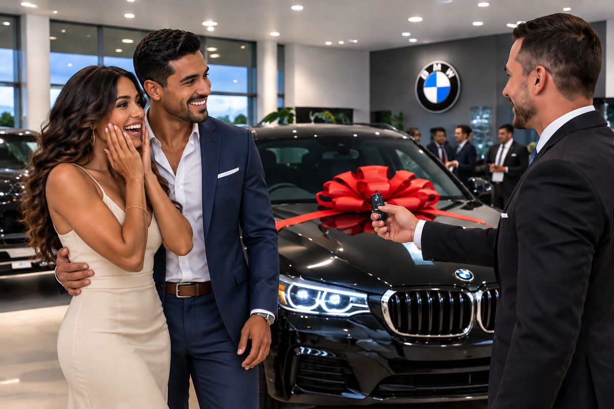 A luxury vehicle presented at a dealership